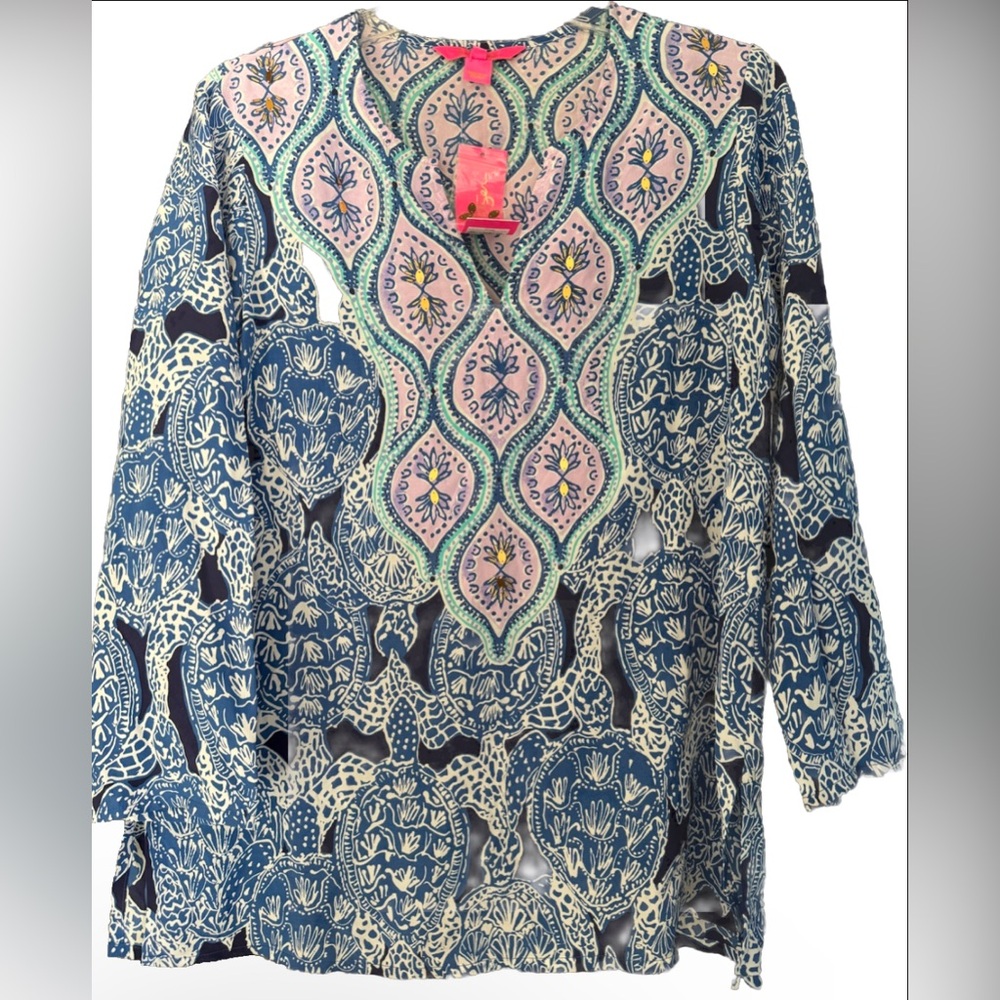NWT $228 100% Silk Lilly Pulitzer RENATO Silk Tunic Top sz XS